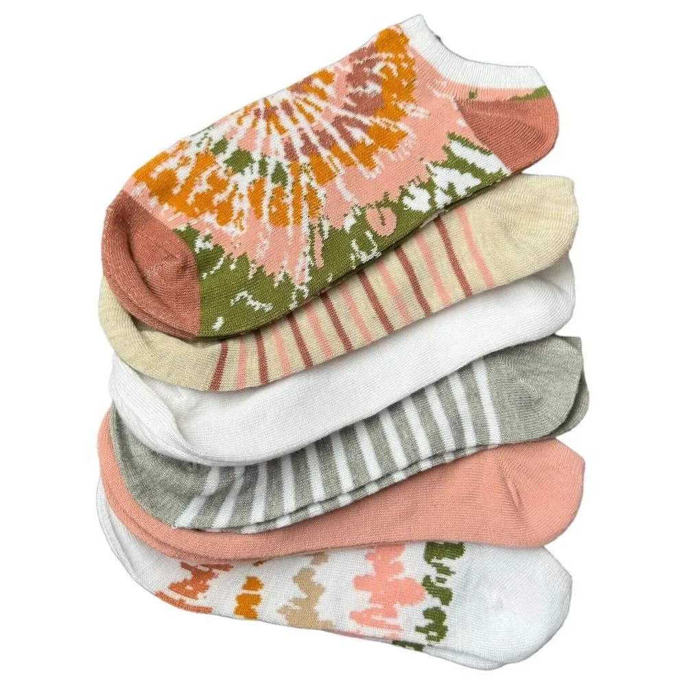 Women's Decorative No Show Socks Six Sets Shoe Size 4-8 Brand New Low Cut Cute